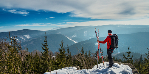Cross-country skiing in the Jeseníky Mountains